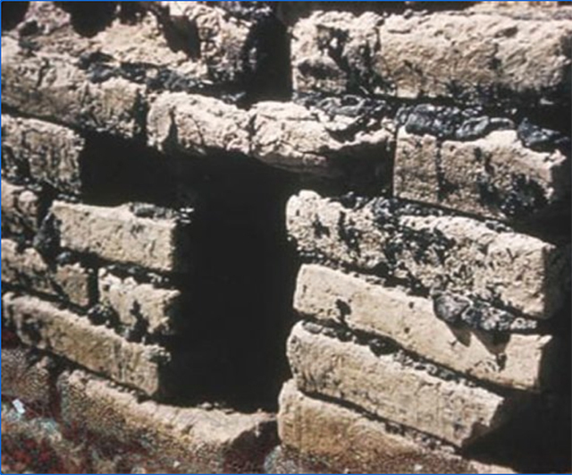 Actual image of bricks secured with tar