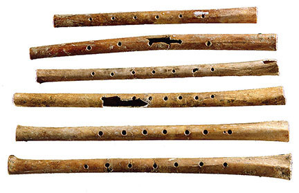 Actual image of several bone flutes