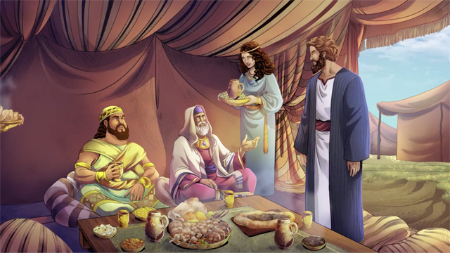 iBIBLE image of Abram sharing a meal with Melchizadek