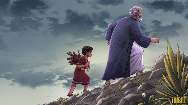 iBIBLE image of Abraham and Isaac making their way up to Moriah