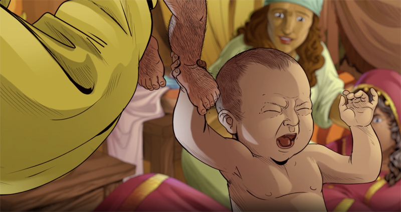 iBIBLE image of baby Jacob grabbing baby Esau's heel