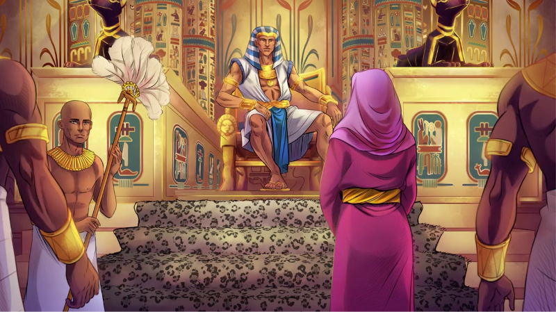 iBIBLE image of Sarai standing in front of Pharaoh