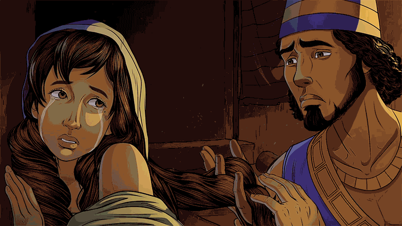 Animation iBIBLE Chapter 16. Shechem attempts to comfort Dinah..gif