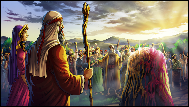 iBIBLE Chapter 17. Jacob's tribe worships at the stone in Bethel.