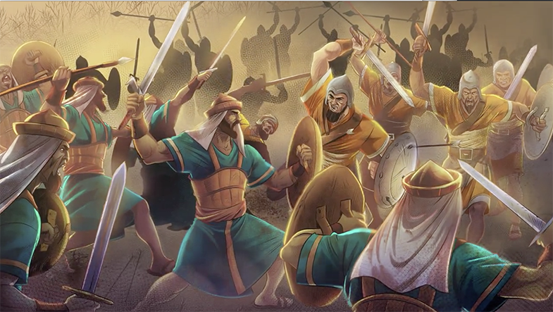 iBIBLE image of warriors battling each other