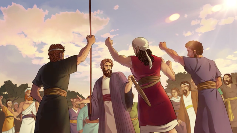 iBIBLE image of Abram rallying his men to go fight and rescue Lot