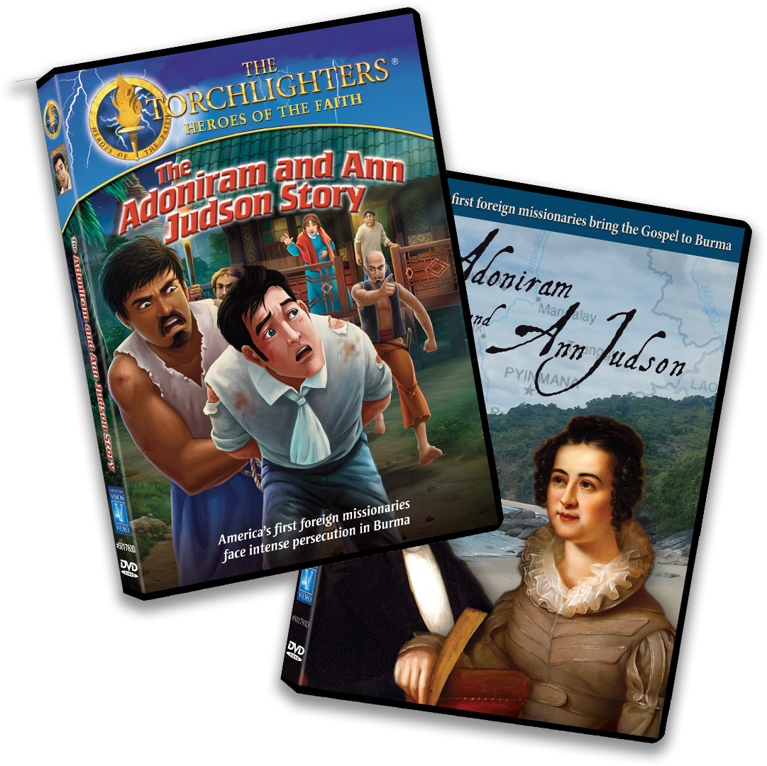 Two DVDs: The Adoniram and Ann Judson Story and Adoniram and Ann Judson: America's first foreign missionaries bring the Gospel to Burma