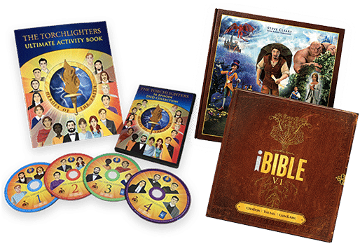 The Torchlighters: Heroes of the Faith DVD Gift Set, The Pilgrim's Progress Illustrated Storybook, and iBIBLE Storybook products